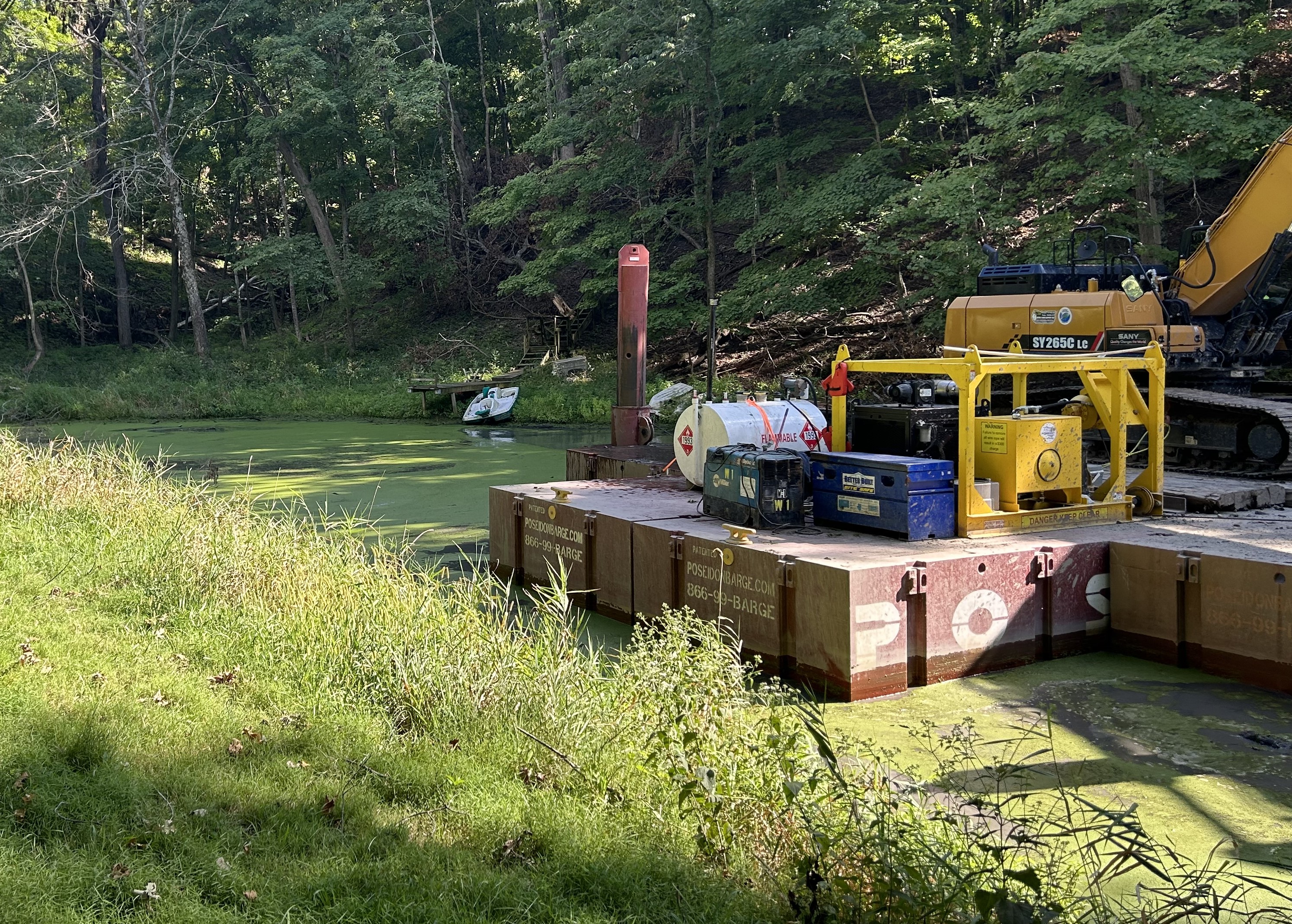 Tanglewood Dredge Scoops Soil and Sediment from Lake